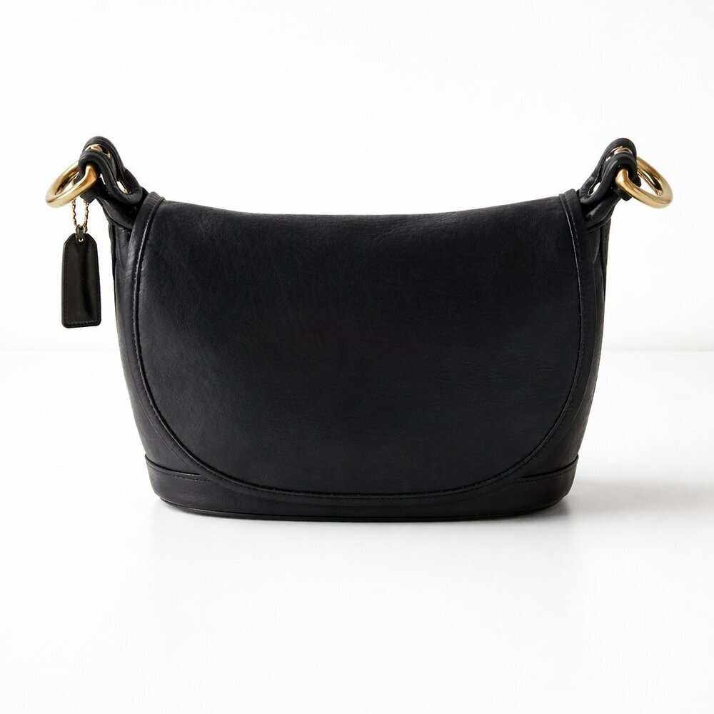 Vintage Coach Fletcher 4150 Black Leather Shoulder Bag Classic Designer Purse